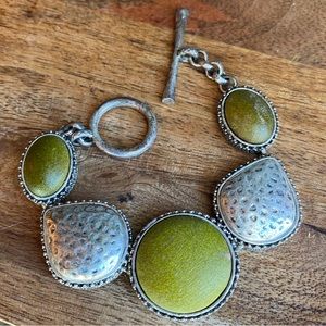 Lucky Brand Bracelet Silver Tone and Green